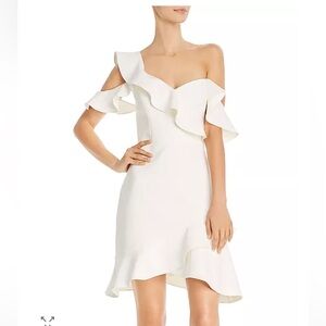BCBGMaxAzria Off-White One-Shoulder Dress